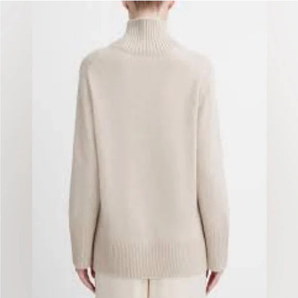 Vince beige Cowl Neck Sweater Mixed-Gauge Wool-Cashmere Turtleneck Tunic xs - Picture 2 of 9